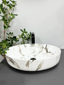 Раковина для ванной VBI UDINE CARRARA GLOSSY 43x28 см керамика мрамор глянцевый VBI-012101