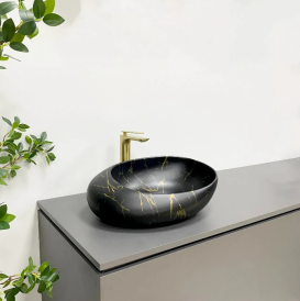 Раковина для ванной VBI VALIANO 49x36 см керамика мрамор черный матовый VBI-016101