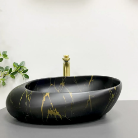 Раковина для ванной VBI VALIANO 49x36 см керамика мрамор черный матовый VBI-016101