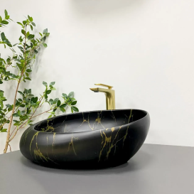 Раковина для ванной VBI VALIANO 49x36 см керамика мрамор черный матовый VBI-016101