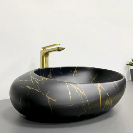 Раковина для ванной VBI VALIANO 49x36 см керамика мрамор черный матовый VBI-016101