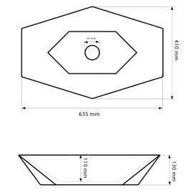 Раковина для ванної кімнати VBI VENEZIA 63,5x41 см кераміка чорний мармур глянсовий VBI-012405
