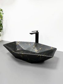 Раковина для ванної кімнати VBI VENEZIA S 57,5x37 см кераміка мармур чорний матовий  VBI-012403
