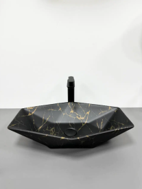 Раковина для ванної кімнати VBI VENEZIA S 57,5x37 см кераміка мармур чорний матовий  VBI-012403