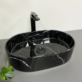Раковина для ванної кімнати VBI VERONA 50 50x34 см кераміка чорний мармо глянсовий VBI-011314