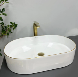 Раковина для ванної кімнати VBI VERONA 60 60x38,5 см кераміка білий з злотою каймою VBI-011308