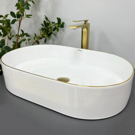 Раковина для ванної кімнати VBI VERONA 60 60x38,5 см кераміка білий з злотою каймою VBI-011308