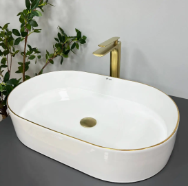 Раковина для ванної кімнати VBI VERONA 60 60x38,5 см кераміка білий з злотою каймою VBI-011308