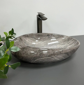 Раковина для ванної кімнати VBI VICENZA 49x31 см кераміка темний камінь глянсовий VBI-014800