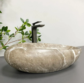 Раковина для ванної кімнати VBI VICENZA 49x31 см кераміка коричневий камінь матовий VBI-014802