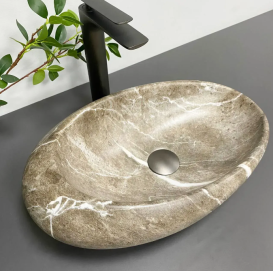 Раковина для ванної кімнати VBI VICENZA 49x31 см кераміка коричневий камінь матовий VBI-014802