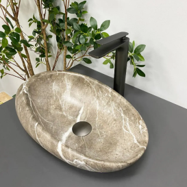 Раковина для ванної кімнати VBI VICENZA 49x31 см кераміка коричневий камінь матовий VBI-014802