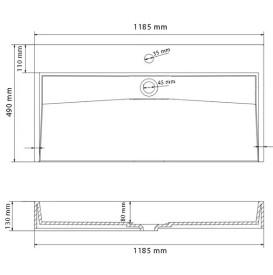 Раковина для ванной VBI Vieste 118,5х49 см искусственный камень серый матовый VBI-016803