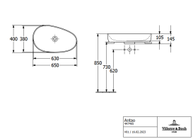 Раковина для ванной Villeroy & Boch Antao 65х40 см TitanCeram CeramicPlus каменный белый 4A7465RW