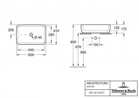 Раковина для ванної кімнати Villeroy & Boch Architectura 60х41 см санітарна кераміка альпійський білий 41276101