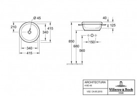 Раковина для ванної кімнати Villeroy & Boch Architectura ⌀41,5 см санітарна кераміка альпійський білий CeramicPlus 416540R1