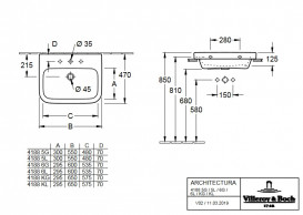 Раковина для ванной Villeroy & Boch Architectura 65х47 см шлифованная санитарная керамика альпийский белый 4188KG01