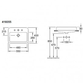 Раковина для ванної кімнати Villeroy & Boch Architectura 55х43 см санітарна кераміка альпійський білий CeramicPlus 419355R1
