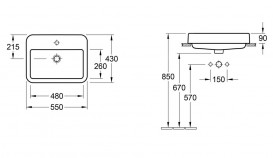 Раковина для ванної кімнати Villeroy & Boch Architectura 55х43 см санітарна кераміка альпійський білий CeramicPlus 419356R1