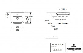 Раковина для ванной Villeroy & Boch Architectura 45х38 см санитарная керамика альпийский белый CeramicPlus 437345R1