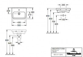 Раковина для ванної кімнати Villeroy & Boch Architectura 50х38 см санітарна кераміка альпійський білий CeramicPlus 437350R1
