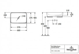 Раковина для ванной Villeroy & Boch Architectura 60х40,5 см санитарная керамика альпийский белый CeramicPlus 5A2760R1