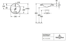Раковина для ванной Villeroy & Boch Architectura ⌀45 см санитарная керамика альпийский белый CeramicPlus 5A6546R1