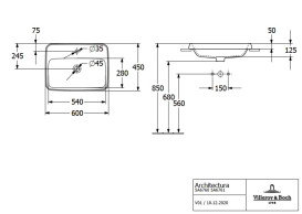 Раковина для ванної кімнати Villeroy & Boch Architectura 60х45 см санітарна кераміка альпійський білий CeramicPlus 5A6760R1