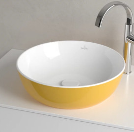 Раковина для ванної кімнати Villeroy & Boch Artis ⌀43 см без переливу TitanCeram Indian summer (жовтий) 417943BCW9