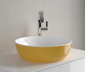 Раковина для ванної кімнати Villeroy & Boch Artis ⌀43 см без переливу TitanCeram Indian summer (жовтий) 417943BCW9