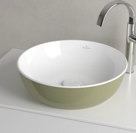 Раковина для ванной Villeroy & Boch Artis ⌀43 см без перелива TitanCeram sage green (зеленый шалфей) 417943BCS8