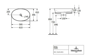 Раковина для ванной Villeroy & Boch Artis 61х41 см без перелива TitanCeram Indian summer (желтый) 419861BCW9