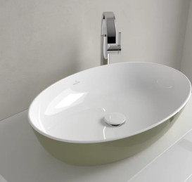 Раковина для ванної Villeroy & Boch Artis 61х41 см без переливу TitanCeram sage green (зелена шавлія) 419861BCS8