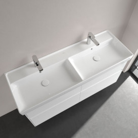 Раковина для ванної Villeroy & Boch Collaro 130x47 см подвійна з переливом білий альпійський TitanCeram 4A34D401