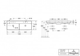 Раковина для ванной Villeroy & Boch Collaro 130x47 см двойная без перелива камень белый CeramicPlus 4A34D1RW
