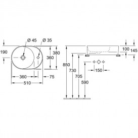 Раковина для ванної Villeroy & Boch Collaro 38х51 см овальна накладна CeramicPlus білий альпійський 4A1551R1