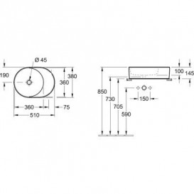 Раковина для ванной Villeroy & Boch Collaro 38х51 см овальная накладная без перелива CeramicPlus камень белый 4A1553RW