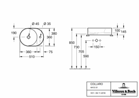 Раковина для ванної Villeroy & Boch колекції Collaro біла 4A155101