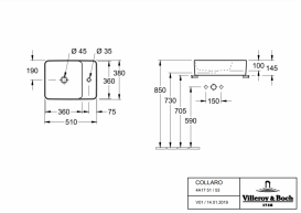 Раковина для ванной Villeroy&Boch коллекции Collaro белая 4A175101