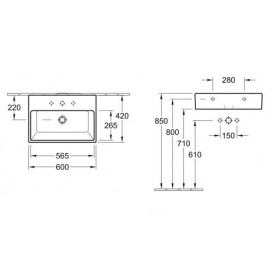 Раковина для ванної Villeroy & Boch Memento 60х42 см санітарна кераміка CeramicPlus білий альпійський 51336LR1