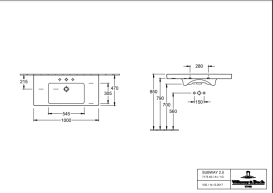 Раковина для ванной Villeroy & Boch Subway 2.0 100х48 см санитарная керамика альпийский белый 71751G01