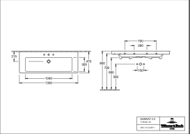 Раковина для ванної кімнати Villeroy & Boch Subway 2.0 130х47  см санітарна кераміка CeramicPlus альпійський білий 7176D0R1