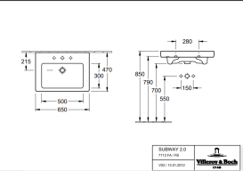 Раковина для ванной Villeroy & Boch Subway 2.0 65х47 см санитарная керамика CeramicPlus альпийский белый 7113FAR1
