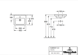 Раковина для ванної кімнати Villeroy & Boch Subway 2.0 45х37 санітарна кераміка CeramicPlus альпійський білий 7315F5R1