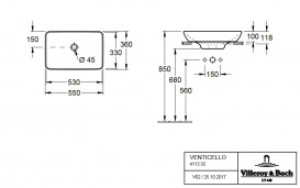 Раковина для ванной Villeroy & Boch Venticello 55,5х36 см керамика CeramicPlus альпийский белый 411355R1
