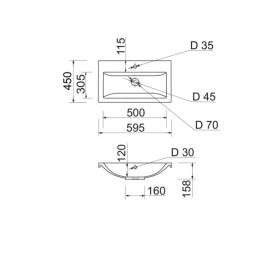 Раковина для ванной Vivia Cers 60 K-60 60х50 см керамика белый А0045654