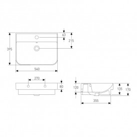 Раковина для ванной Volle Solo 54х39,5 см накладная/подвесная керамика матовый капучино 13-55-113Capp