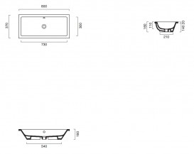 Раковина для ванної вбудована Catalano New Zero 80х37 керамічна біла 18037ZE00