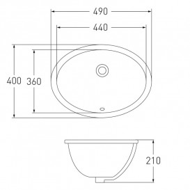 Раковина для ванної врізна Volle 49х40 см кераміка білий 13-01-04