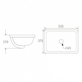Раковина для ванної врізна Volle 53.5х37.5 см кераміка біла 13-13-03